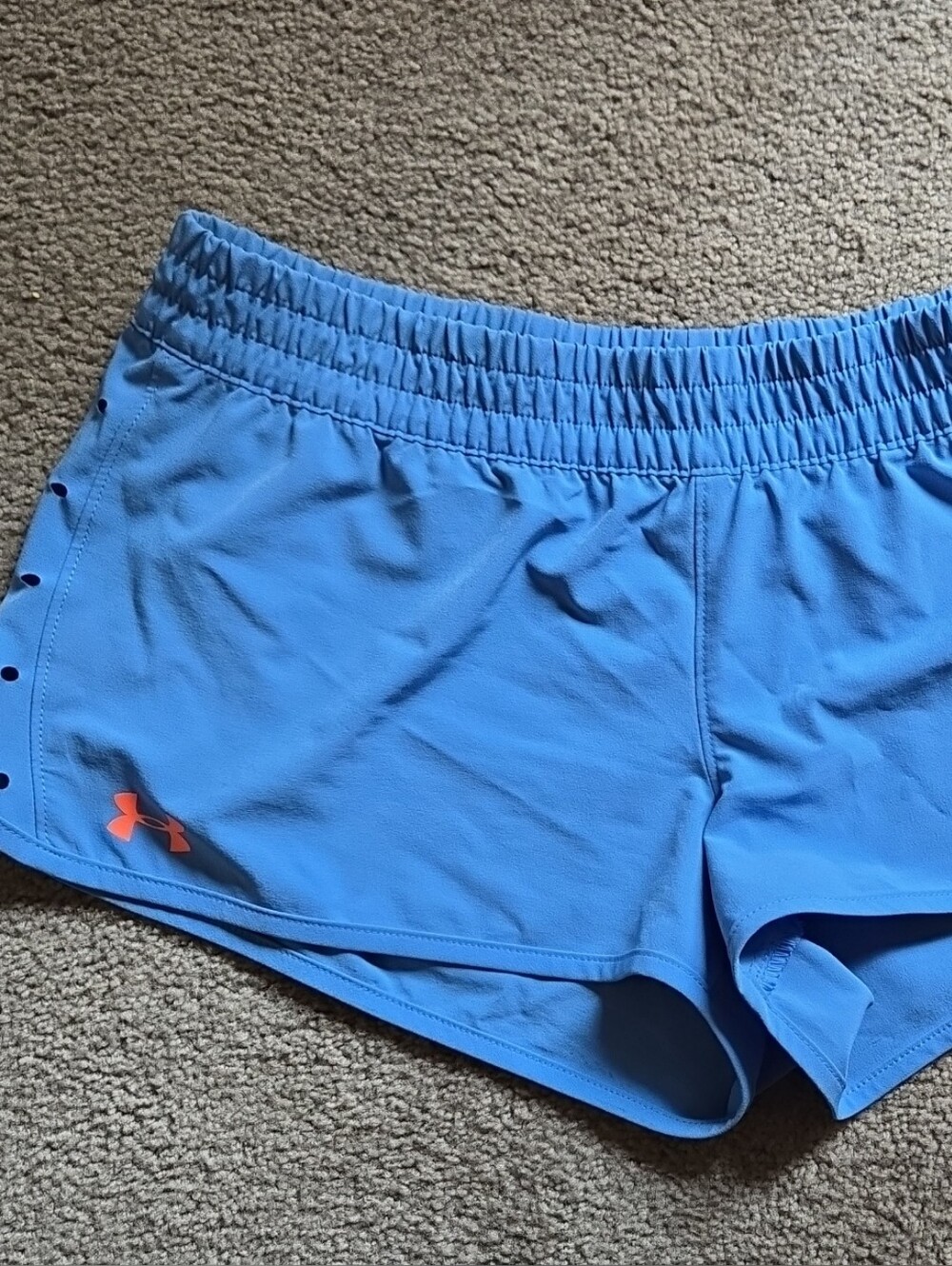Under Armour Sky Blue Running Shorts with Orange Logo